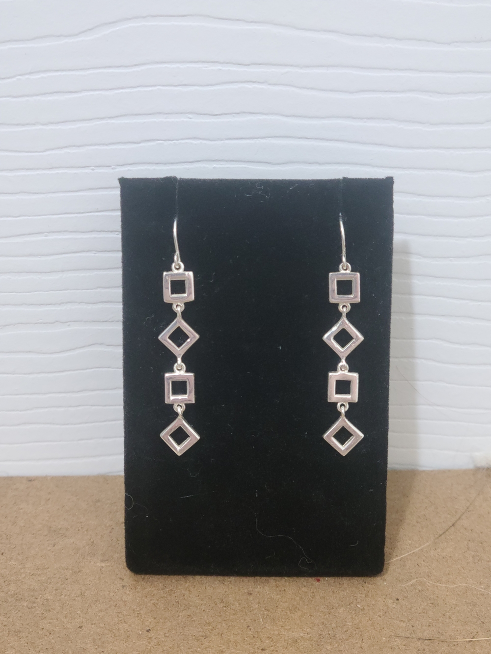 Sterling Silver Geometric Drop Earrings - Silver